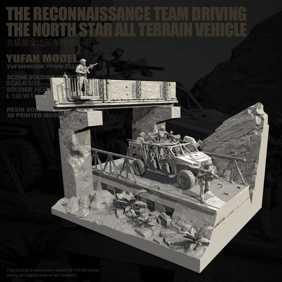Modern US Special Forces Bridge Assault with Tactical Buggy 1/72 Resin Diorama Kit - resin model view 3