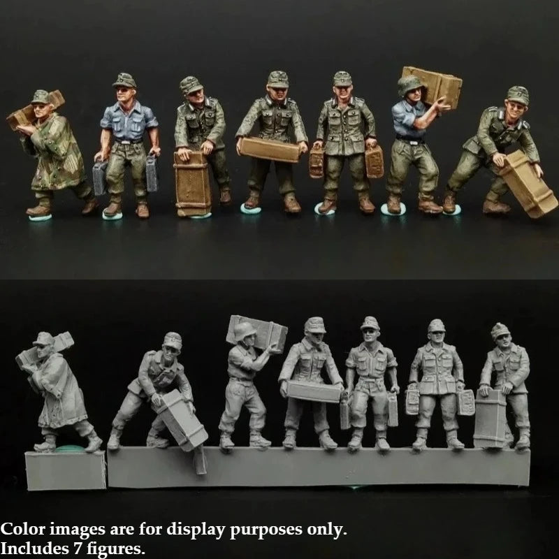WWII German Wehrmacht Ammunition Bearer Squad 7-Figure Set 1/72 Resin Kit - resin model view 2