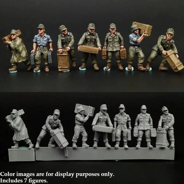 WWII German Wehrmacht Ammunition Bearer Squad 7-Figure Set 1/72 Resin Kit