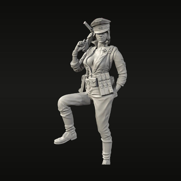 WWII German Female Soldier Pinup with Rifle 1/35 Resin Figure Kit