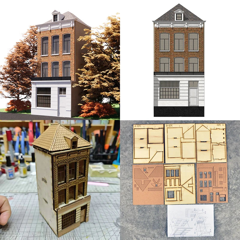 Assembly Architectural Model Sand Table Building Components European Rural Buildings Diorama Train Railway Scale Model Kit 1/87