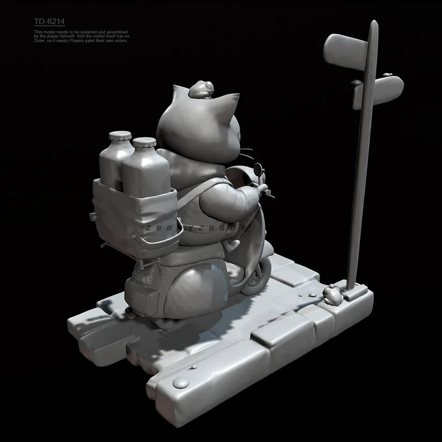Steampunk Cat Scooter Driver 50mm Resin Figure Kit - resin model view 5