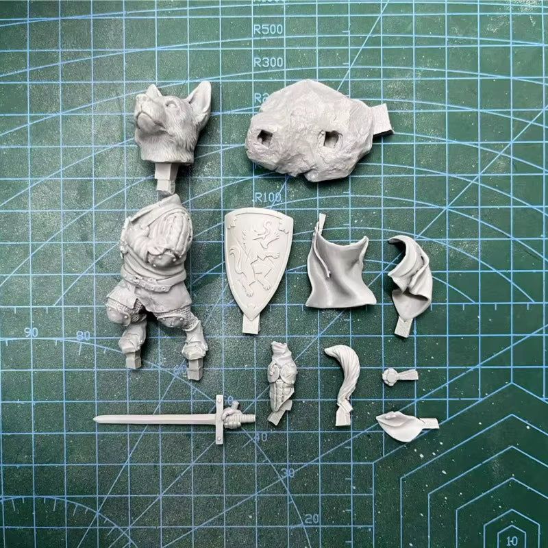 Fantasy Anthropomorphic Dog Knights Set of 3 80mm Resin Figure Kit - resin model view 4