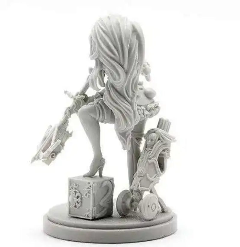Fantasy Female Mage Gambler with Playing Cards 32mm Resin Figure Kit - resin model view 2