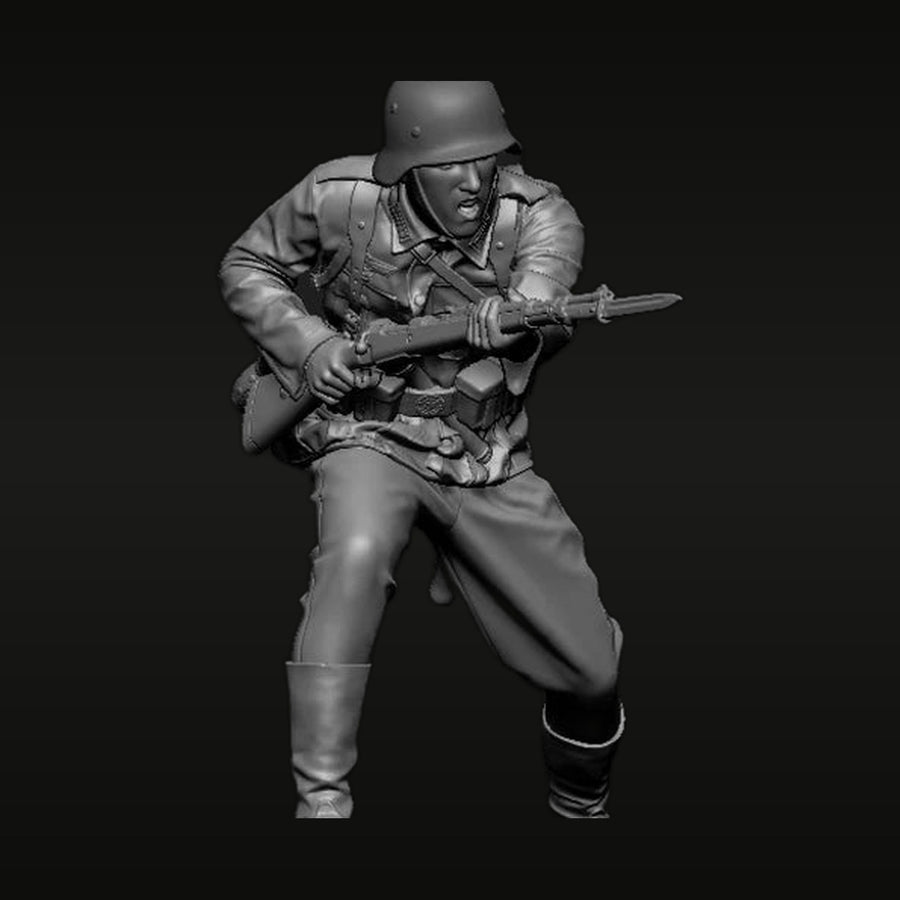 WWII German Wehrmacht Soldier Charging with K98 Bayonet 1/35 Resin Figure Kit - unpainted resin model kit
