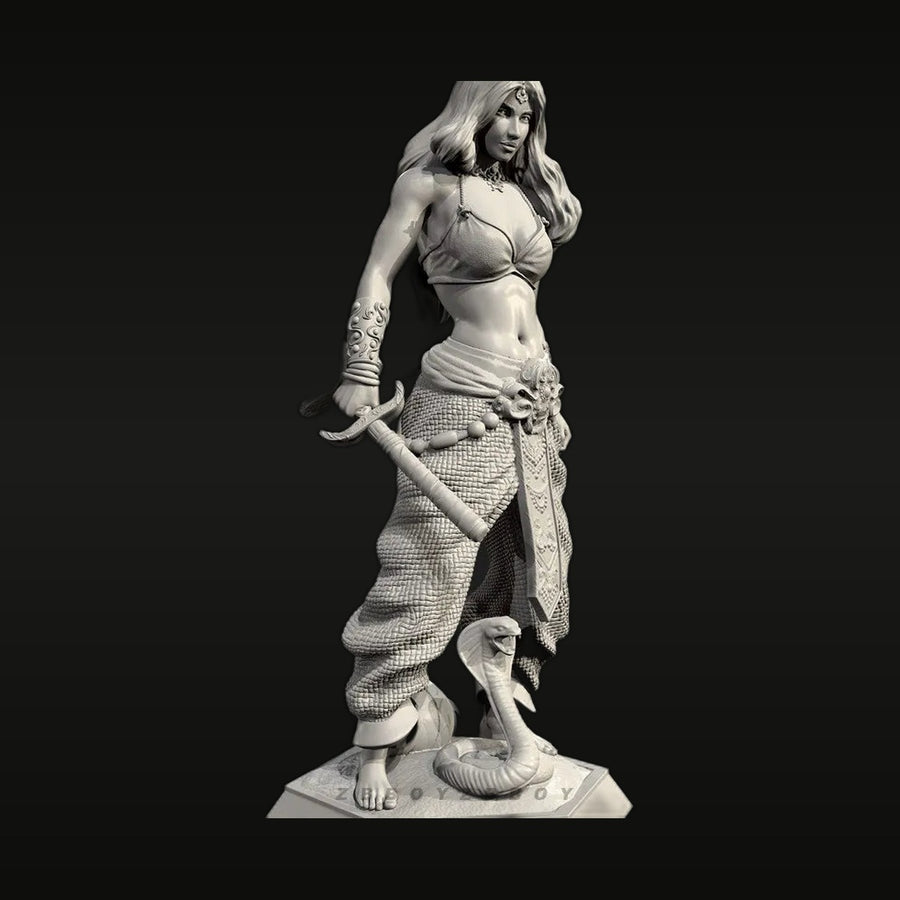 Fantasy Female Warrior Bust with Curved Blade 28mm Resin Kit - unpainted resin model kit