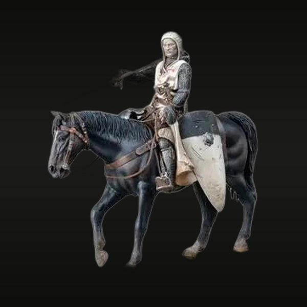 Medieval Crusader Knight on Horseback with Shield 90mm Resin Figure Kit
