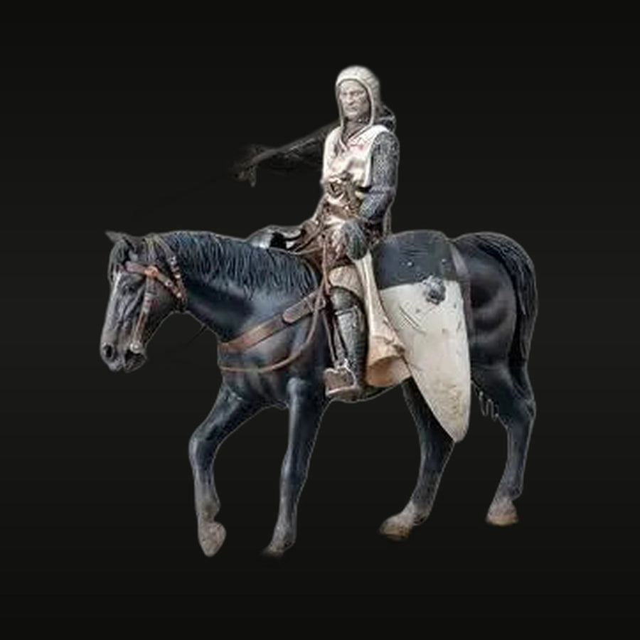 Medieval Crusader Knight on Horseback with Shield 90mm Resin Figure Kit - unpainted resin model kit