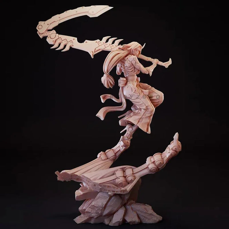 Fantasy Female Warrior with Curved Blade and Claw Gauntlet 75mm Resin Figure Kit - resin model view 2