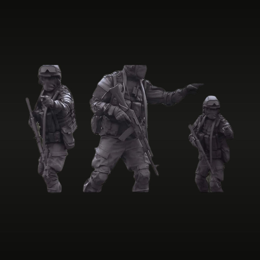 Modern US Tactical Operator Team with M4 Rifles 1/35 Resin Figure Kit - unpainted resin model kit