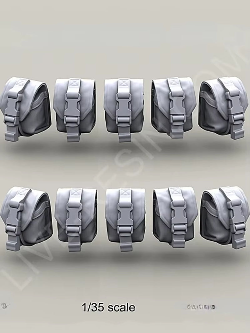 Modern Tactical Pouch Set (10 pieces) 1/35 Resin Accessory Kit - resin model view 2