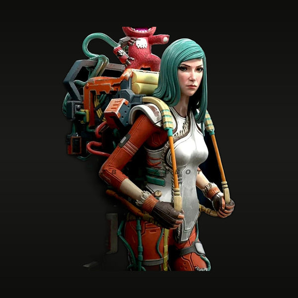 Apex Legends Catalyst Female Character with Robotic Companion 50mm Resin Figure Kit