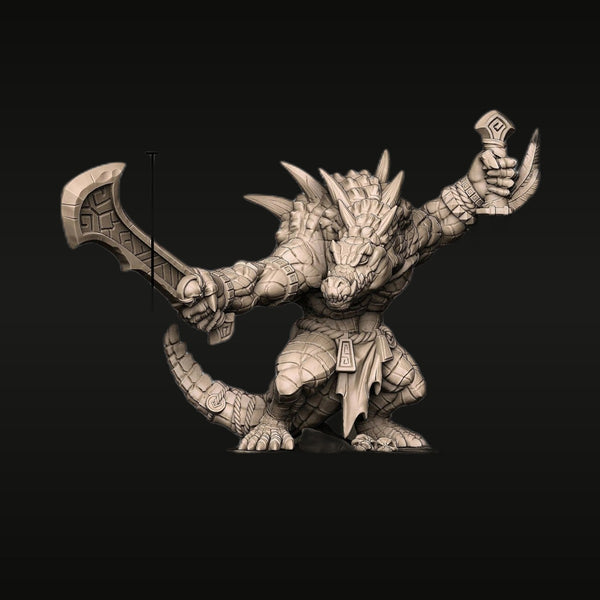 Fantasy Demon Warlord with Axe and Mace 65mm Resin Figure Kit