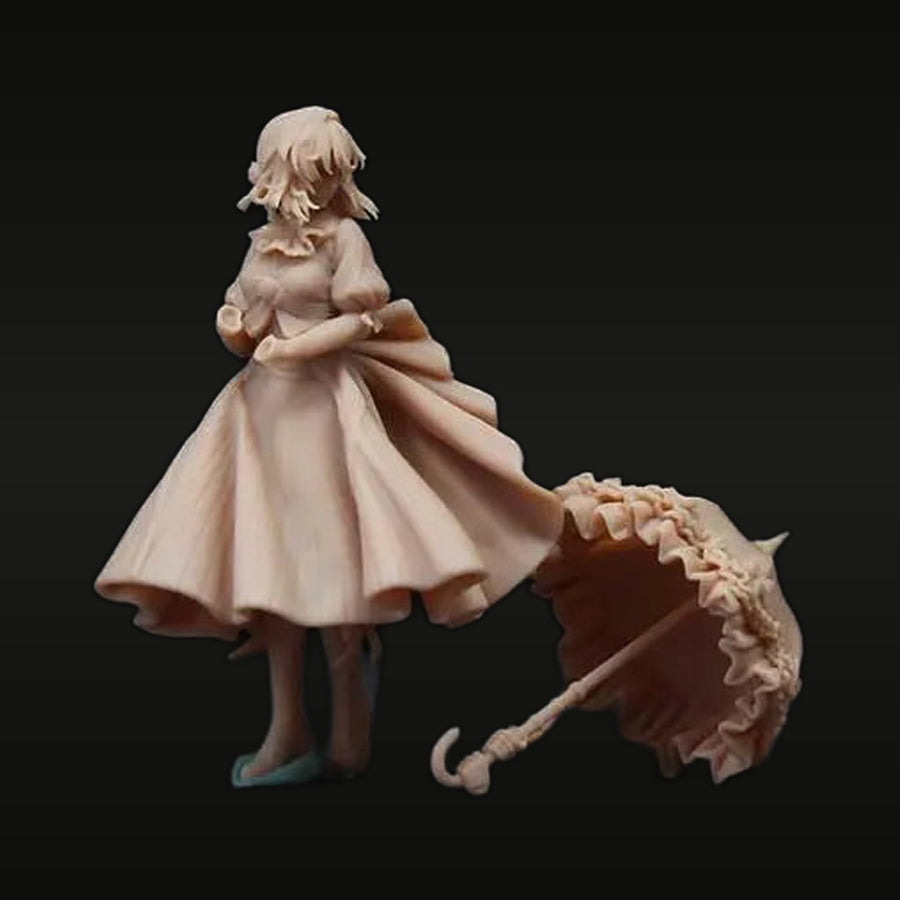 Vintage Girl with Suitcase & Lion 1/64 Resin Diorama Figure Kit - unpainted resin model kit