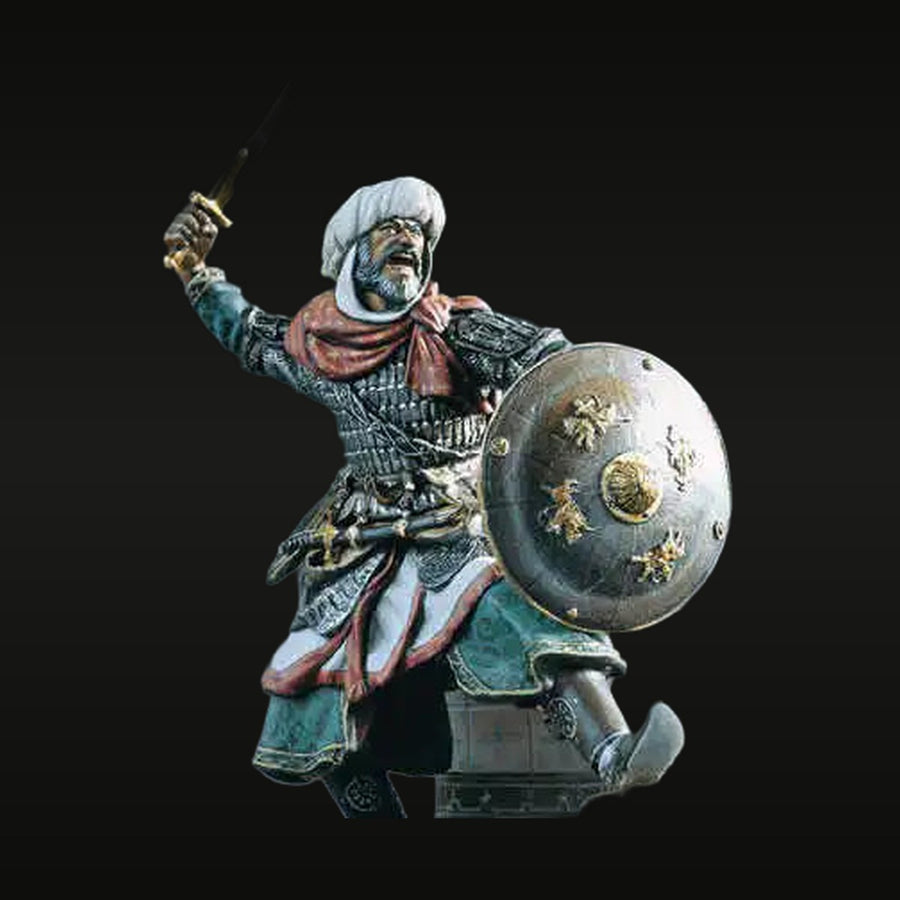 Medieval Saracen Warrior with Scimitar 54mm Resin Bust Kit - unpainted resin model kit