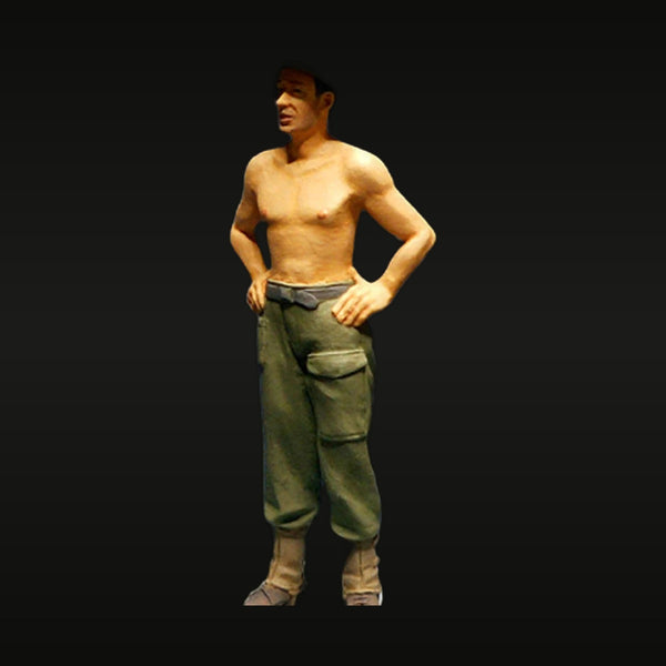 WWII Australian Soldier Shirtless Rest Pose 1/35 Resin Figure Kit
