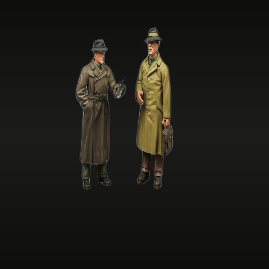 WWII Era Gentlemen in Overcoats 1/35 Resin 2-Figure Kit - unpainted resin model kit