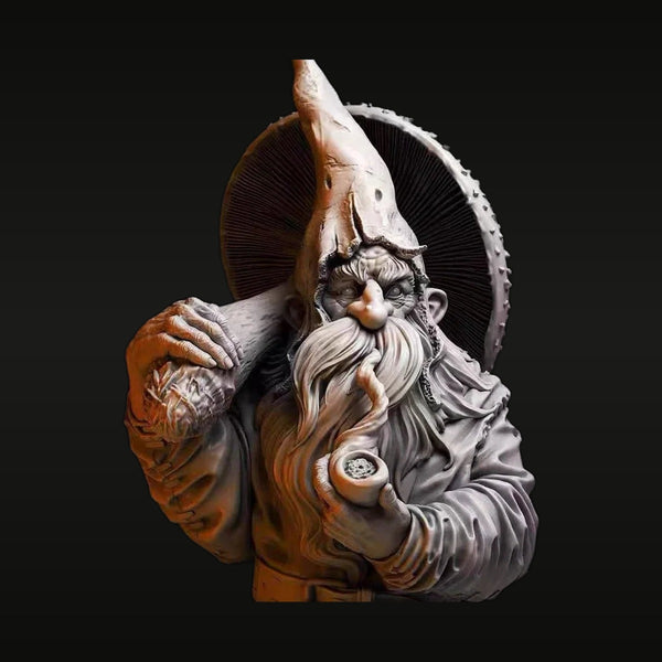 Fantasy Dwarf Wizard with Staff and Pointed Hat 1/10 Resin Bust