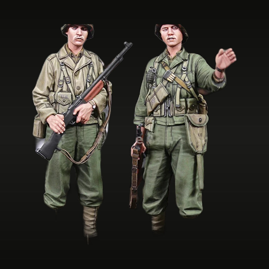 WWII US Army Infantry Soldiers with M1 Garand 1/35 Resin Figure Set - unpainted resin model kit