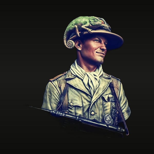 WWII German Afrika Korps Soldier with Chameleon 1/10 Resin Bust