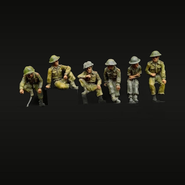 WWII British Infantry Steel Helmets 6-Figure Set 1/72 Resin Kit