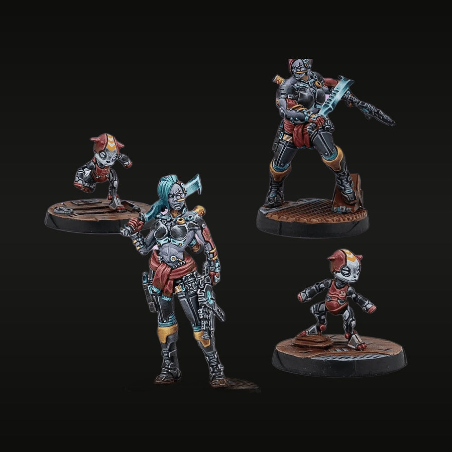 Cyberpunk Nomad Warriors Set of 4 Painted 32mm Resin Figures - unpainted resin model kit