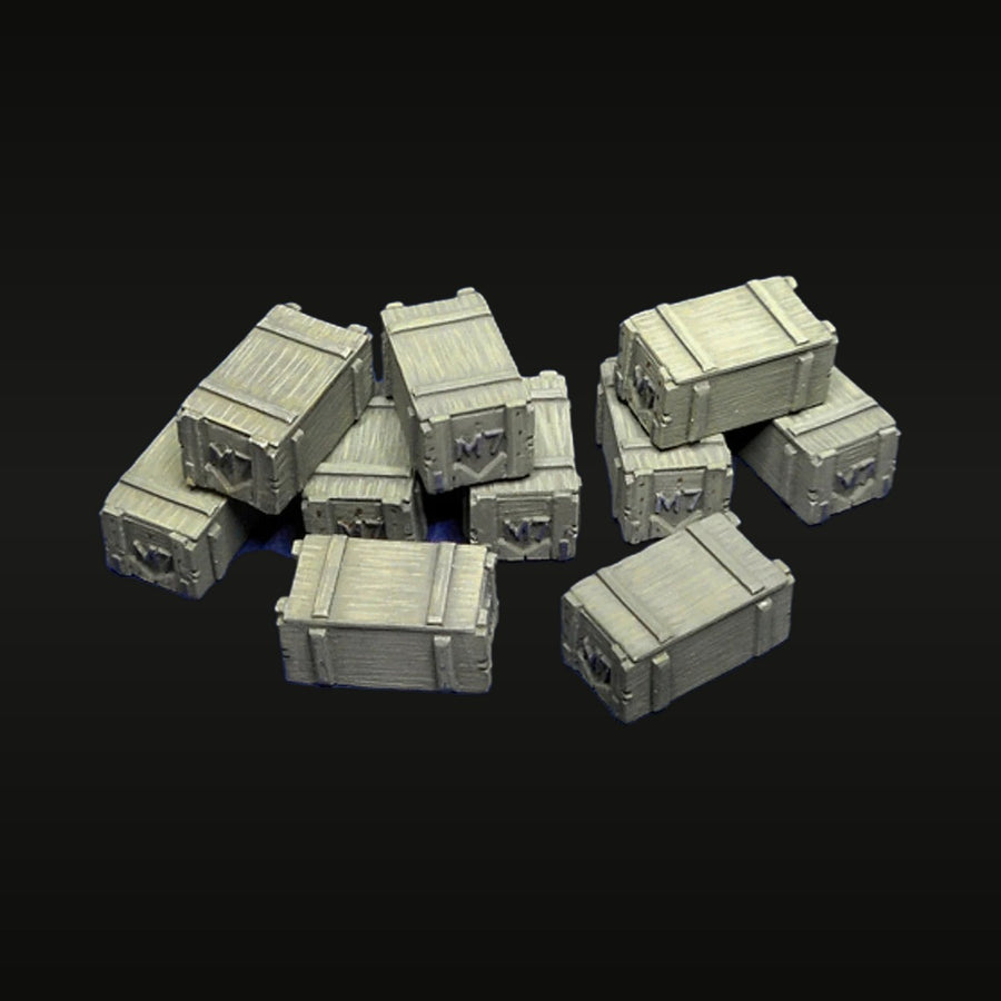 WWII Ammunition Boxes Set 1/35 Resin Diorama Accessory Kit - unpainted resin model kit