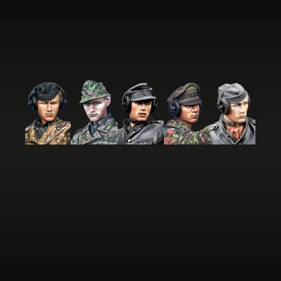 WWII German Panzer Crew Portrait Busts Set of 5 1/35 Resin Kit - unpainted resin model kit
