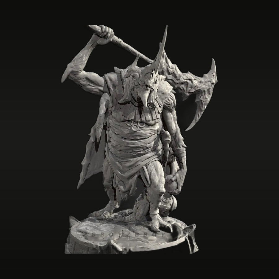 Orc Warlord with Dual Axes 38mm Resin Figure Kit - unpainted resin model kit