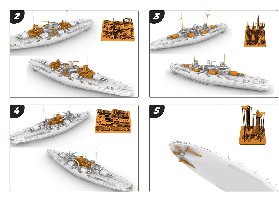 SMS Nassau Class Westfalen Battelship Full Hull MRY-SFW SSC519 1/300 1/400 1/450 1/600 Military Model Kit