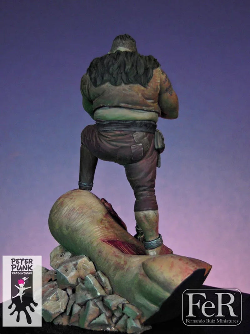 Fantasy Orc Warrior with Severed Enemy Head 54mm Resin Diorama Kit - resin model view 2