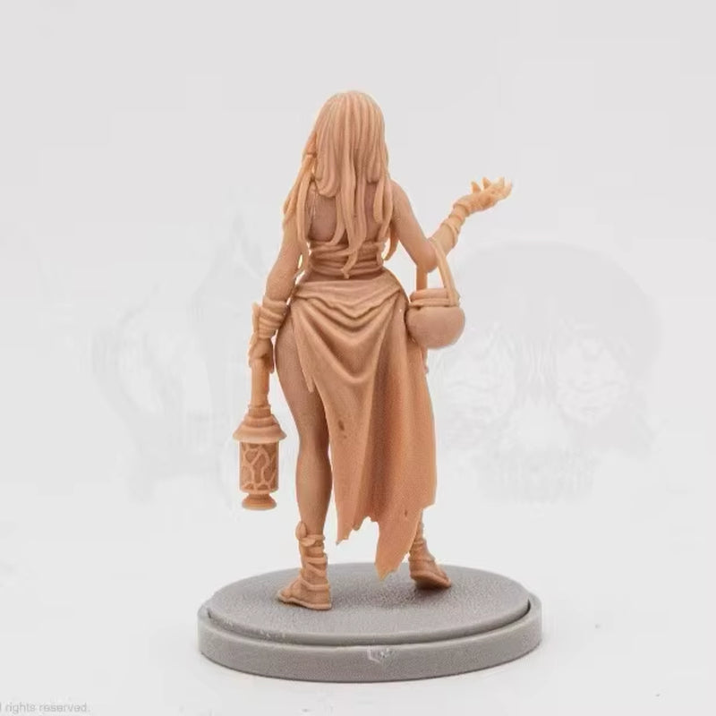 Fantasy Female Adventurer with Lantern Stylized 75mm Resin Figure Kit - resin model view 3