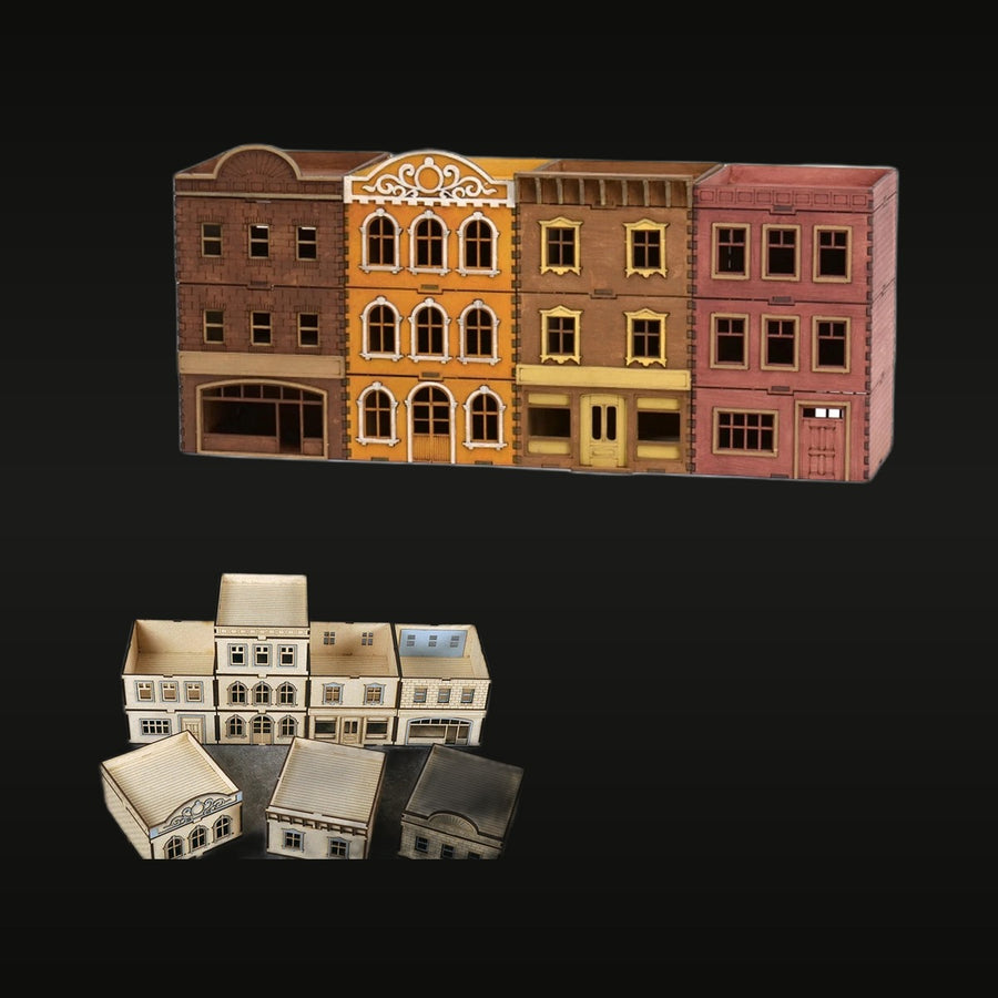 European Townhouse and Shop Building Set 1/72 Resin Diorama Kit - unpainted resin model kit