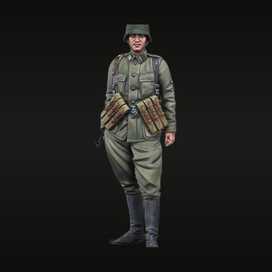 WWII German Infantry Soldier with Bandoliers 1/35 Resin Figure Kit - unpainted resin model kit