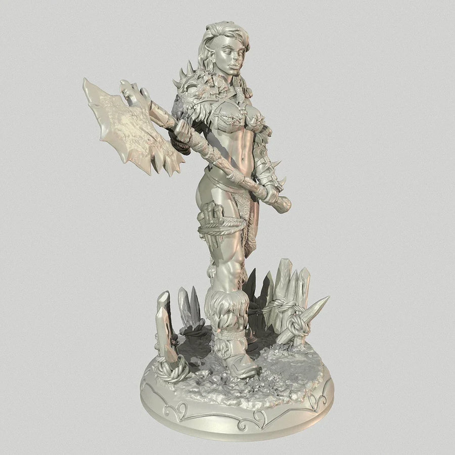 Fantasy Female Barbarian Warrior with Skull Staff 75mm Resin Figure Kit - resin model view 2
