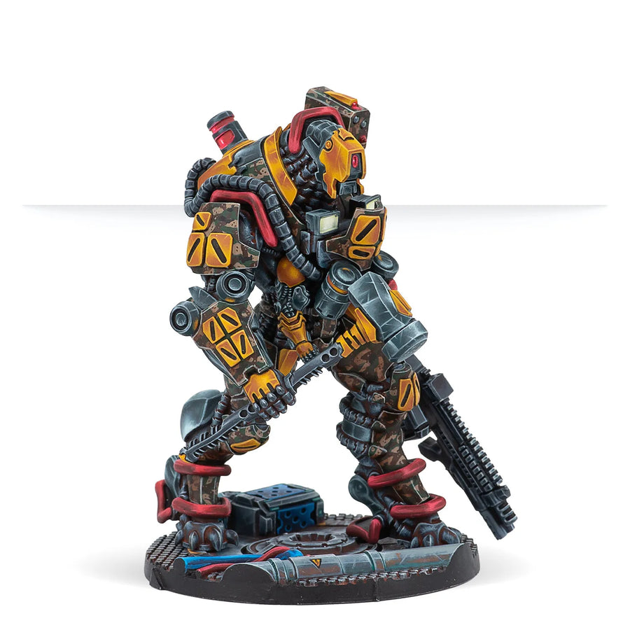 Sci-Fi Camouflage & Yellow Combat Mecha Warrior with Diorama Base 80mm Resin Kit - resin model view 3