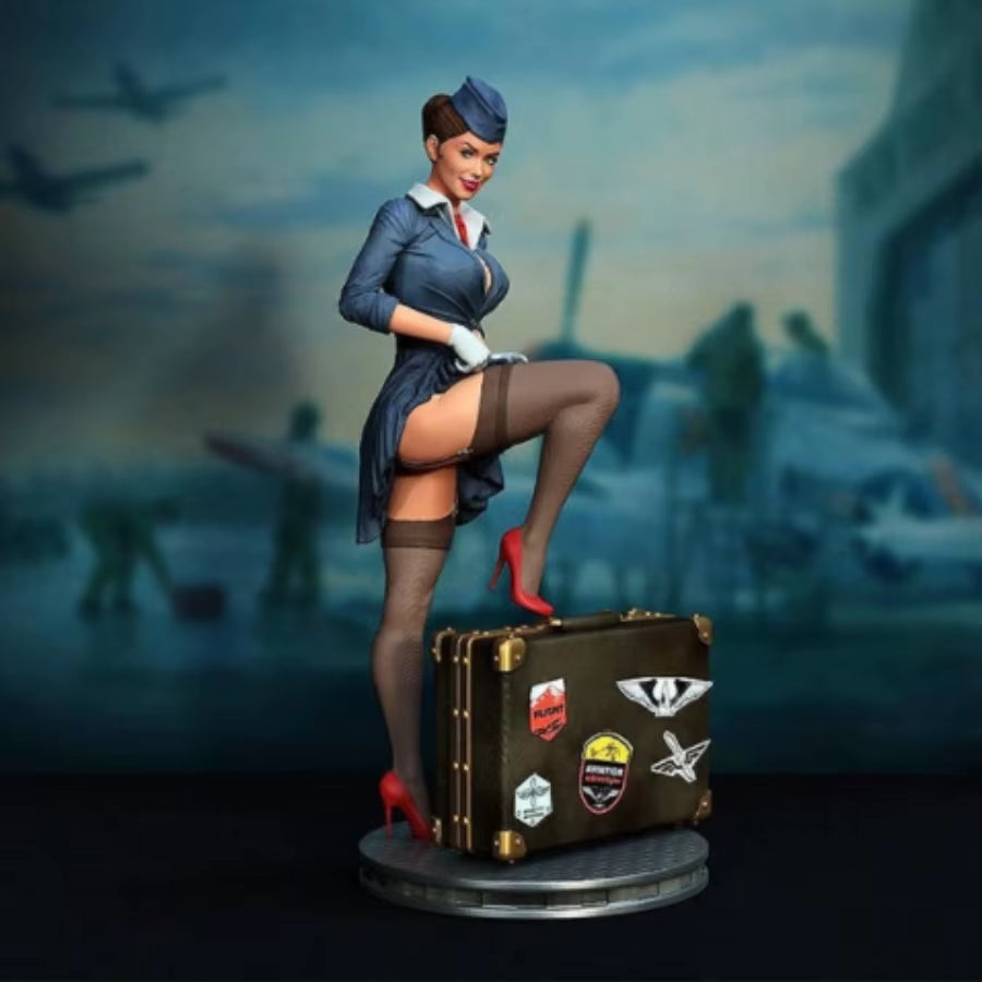 1/24 Scale Resin Figure Assembled Model Kit Stewardess Pinup Hobby Miniature Unassembled and Unpainted DIY Toys