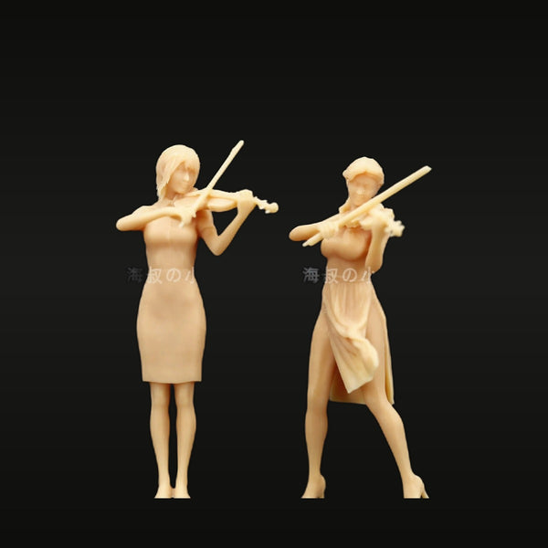 Female Violinist Set of 2 Elegant Musicians 1/64 Resin Figure Kit