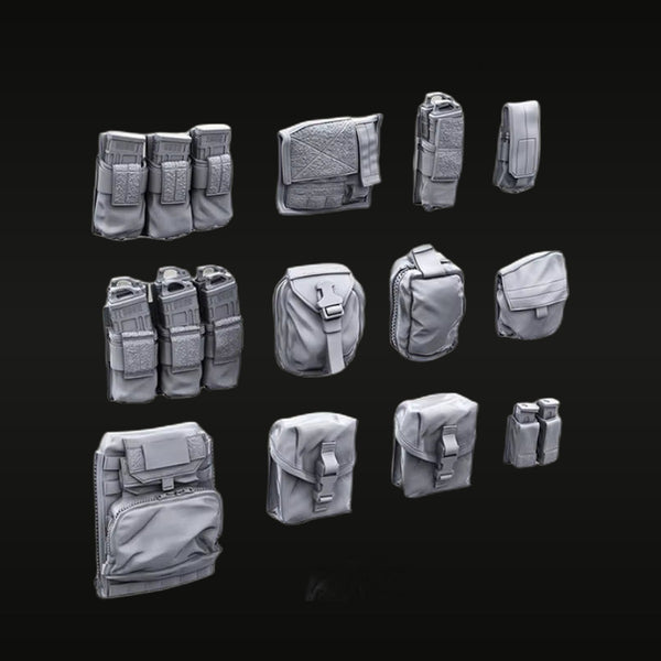 1/35 Military Equipment Pouches Set (Resin Accessory)