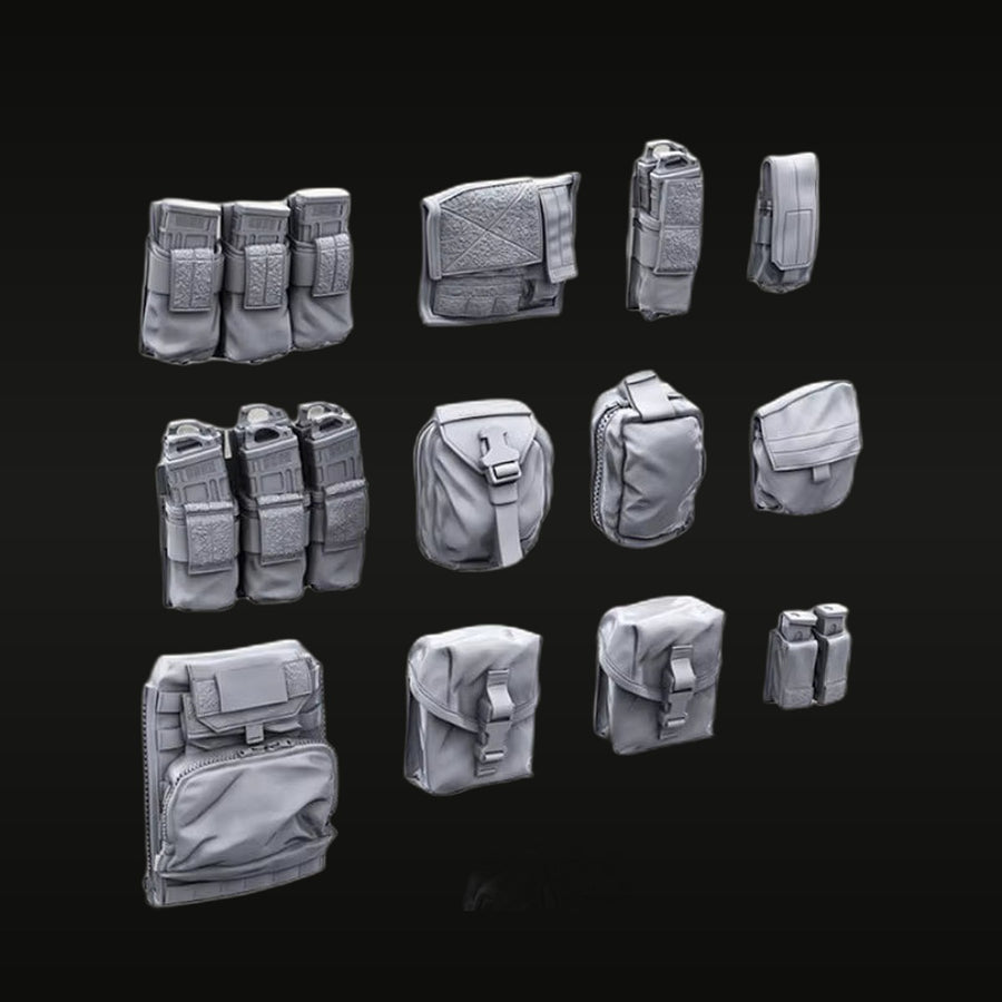 1/35 Military Equipment Pouches Set (Resin Accessory) - unpainted resin model kit