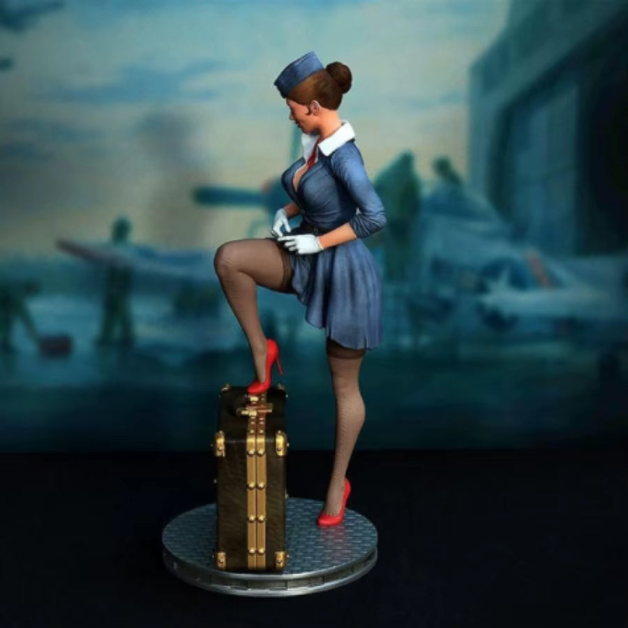 1/24 Scale Resin Figure Assembled Model Kit Stewardess Pinup Hobby Miniature Unassembled and Unpainted DIY Toys