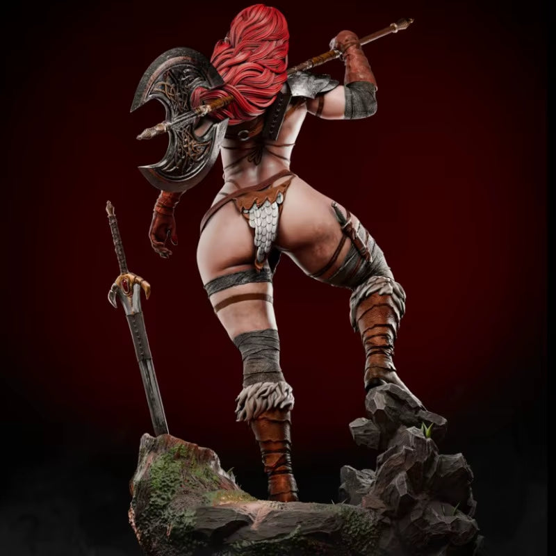 Fantasy Male Warrior with Double-Axe and Swords 1/24 Resin Figure Kit - resin model view 3