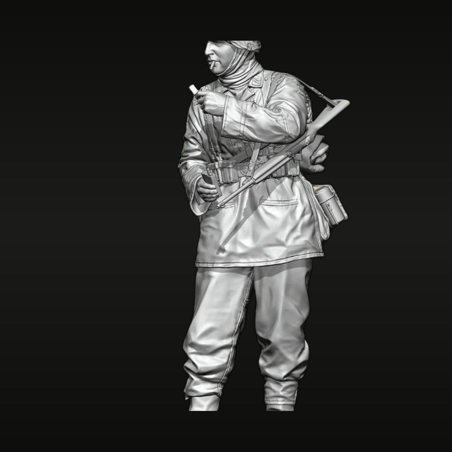 WWII German Soldier with Rifle and Bayonet 1/10 Scale Resin Bust Kit - unpainted resin model kit