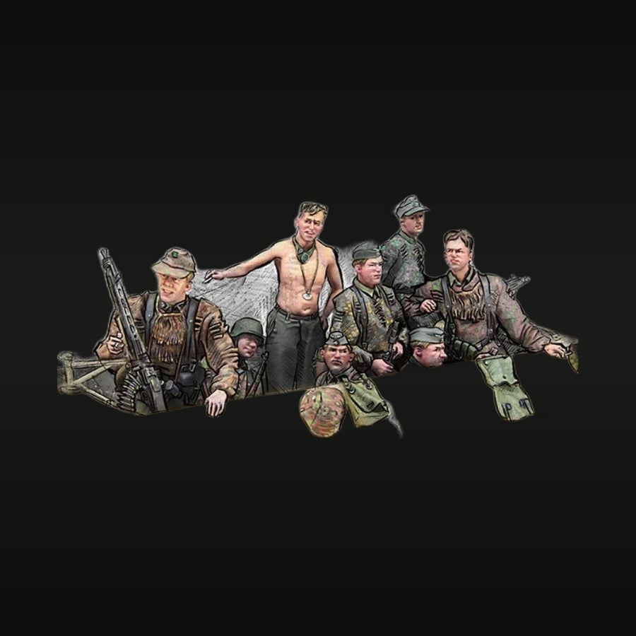 WWII German Infantry Squad 8-Figure Set 1/35 Scale Resin Kit - unpainted resin model kit