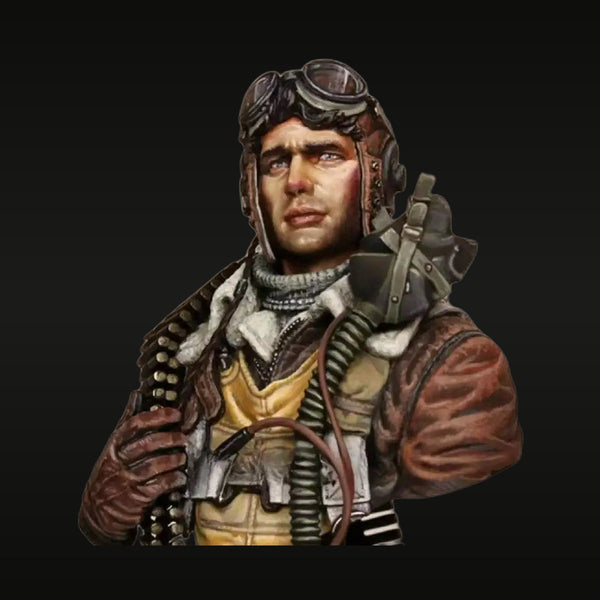 WWII US Army Air Corps Fighter Pilot with Revolver 1/10 Resin Bust