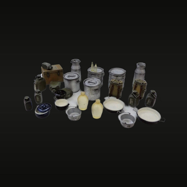 WWII German Field Kitchen Mess Equipment Set 1/35 Resin Accessory Kit