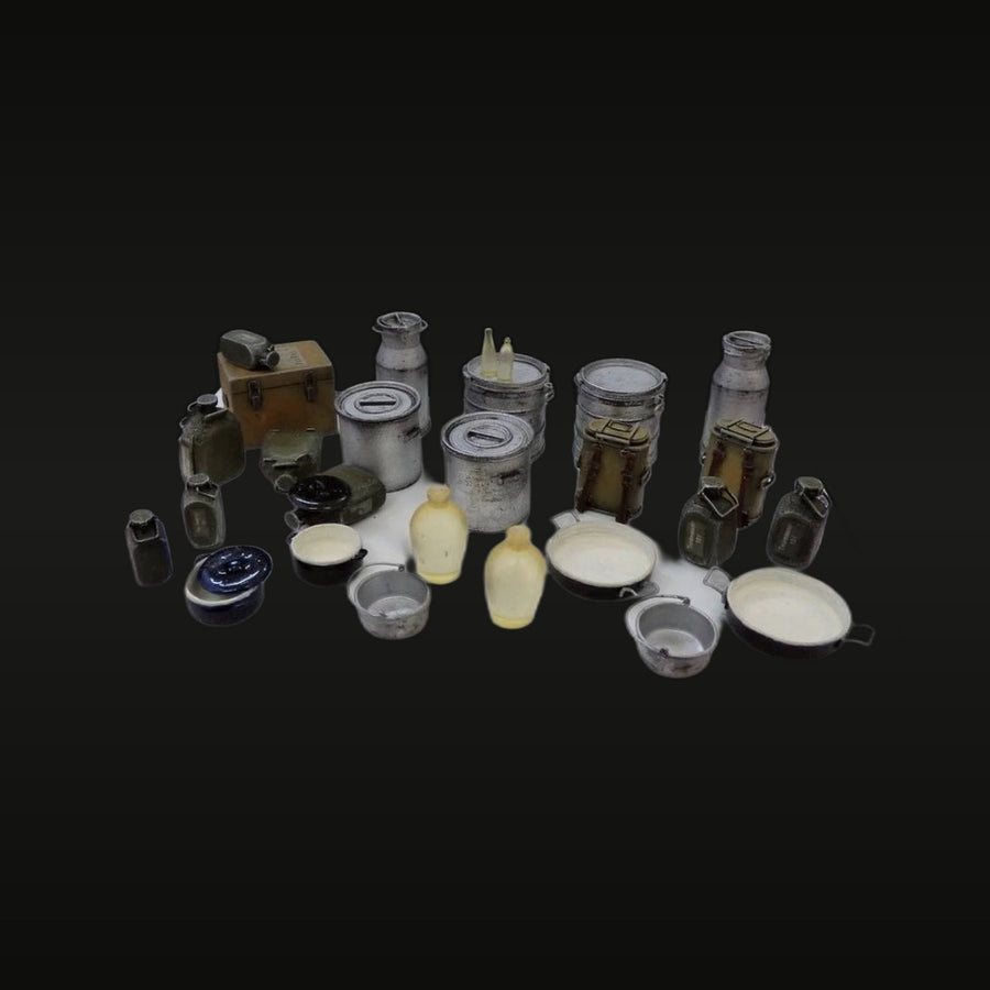 WWII German Field Kitchen Mess Equipment Set 1/35 Resin Accessory Kit - unpainted resin model kit