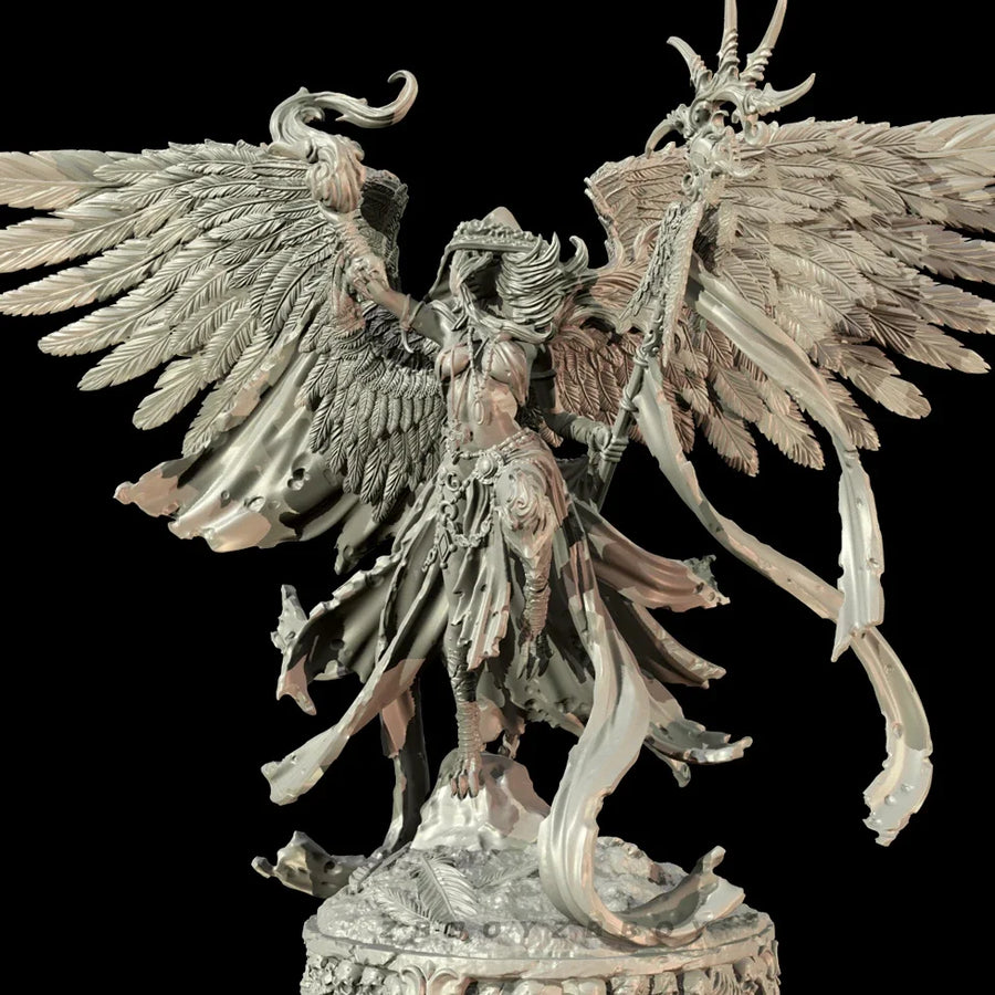 Fantasy Winged Demon Guardian with Ornate Horns 75mm Resin Bust Kit - resin model view 3