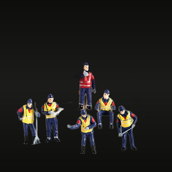 Modern Road Workers with Hi-Vis Vests and Tools 1/50 Resin Figure Set