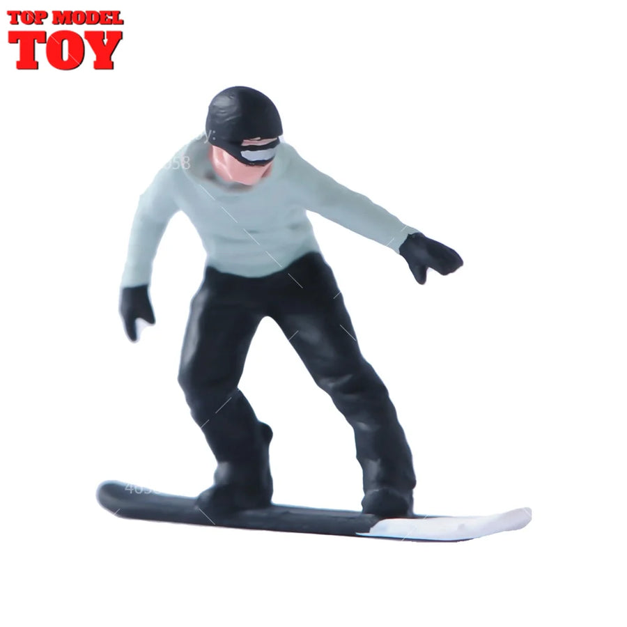 Painted Miniatures 1/64 1/43 1/87 Men'S Snowboarding Male Scene Figure Dolls Unpainted Model for Cars Vehicles Decoration Toy
